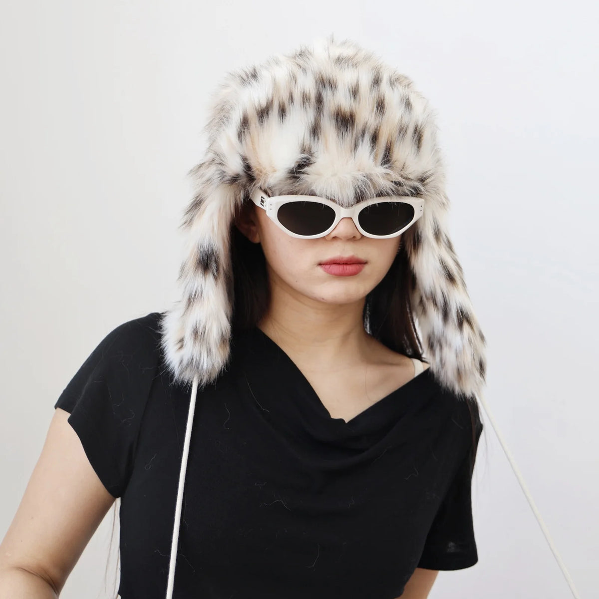 Leopard Print Faux Fur Winter Bomber Hat