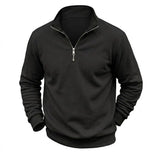 Men's Zip Sweatshirt Pullover Stand Collar Warm Fleece Casual Sweater Plain Long Sleeve Jumper Outwear Tops for Men Streetwear