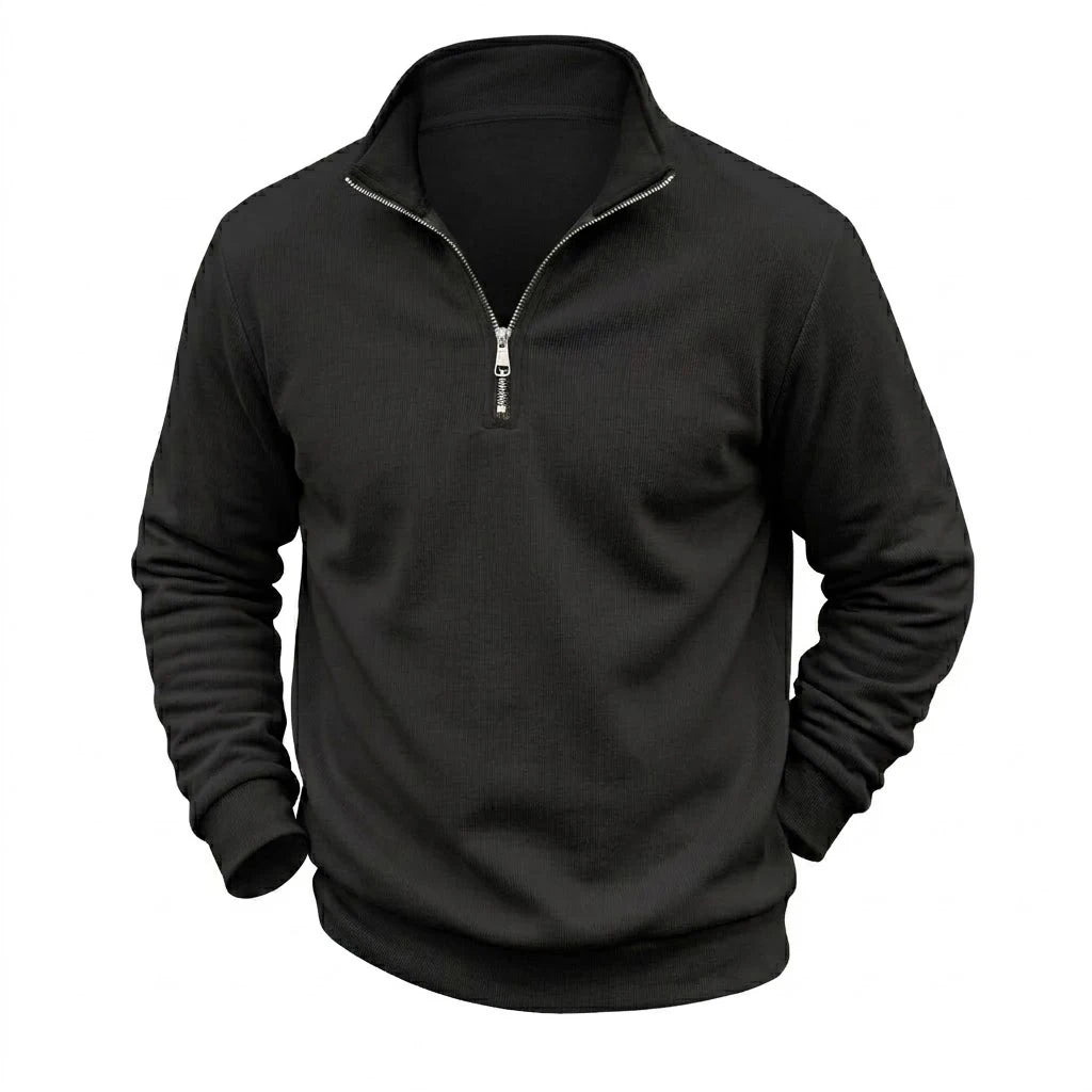 Men's Zip Sweatshirt Pullover Stand Collar Warm Fleece Casual Sweater Plain Long Sleeve Jumper Outwear Tops for Men Streetwear