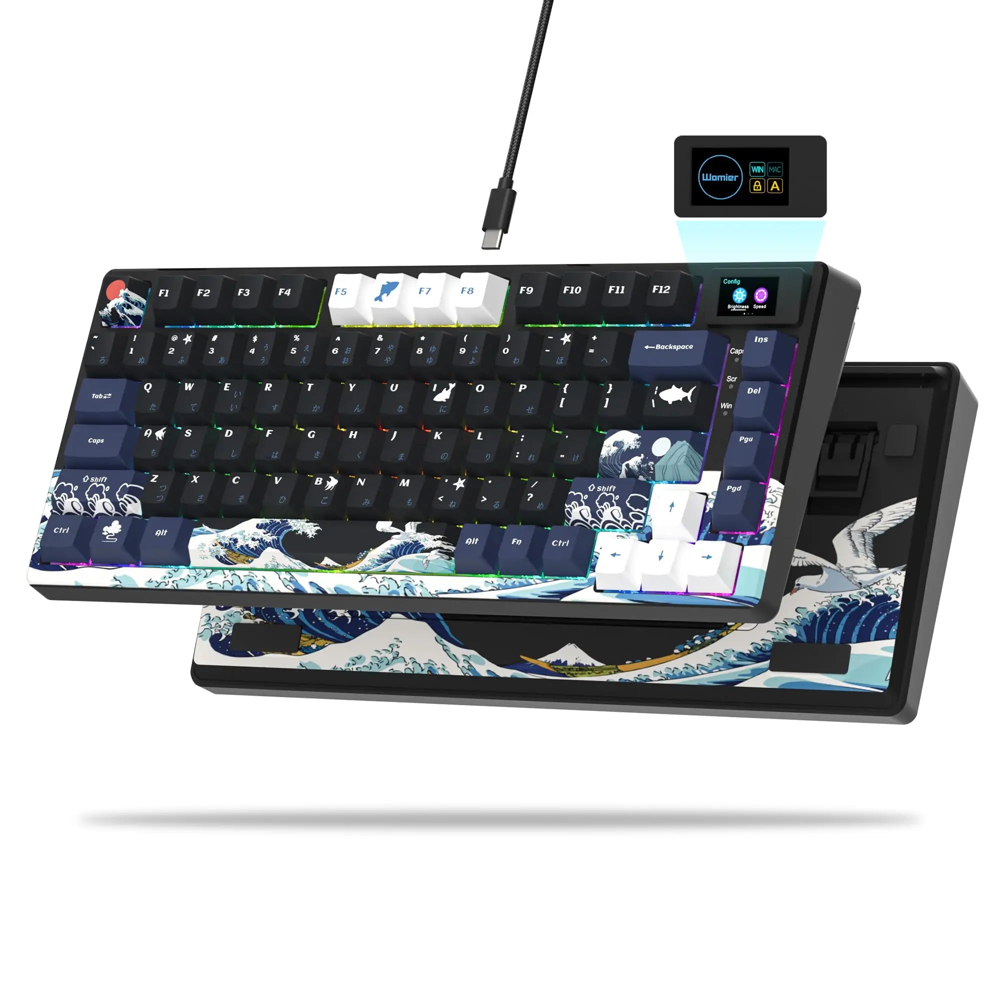 Womier S-K80 75% Keyboard with Color OLED Display Mechanical Gaming Keyboard Hot Swap Keyboard Gasket Mount RGB Custom Keyboard