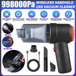 Cordless Handheld Vacuum – Blow & Suction, USB Rechargeable