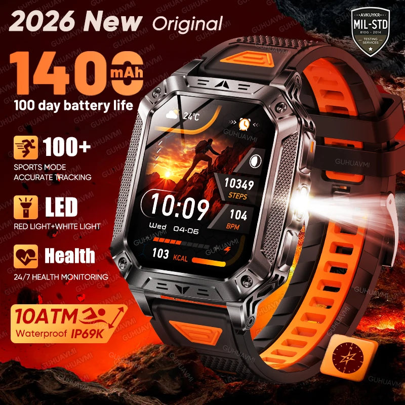 2026 Military-Grade Outdoor Sports Smartwatch 1400mAh