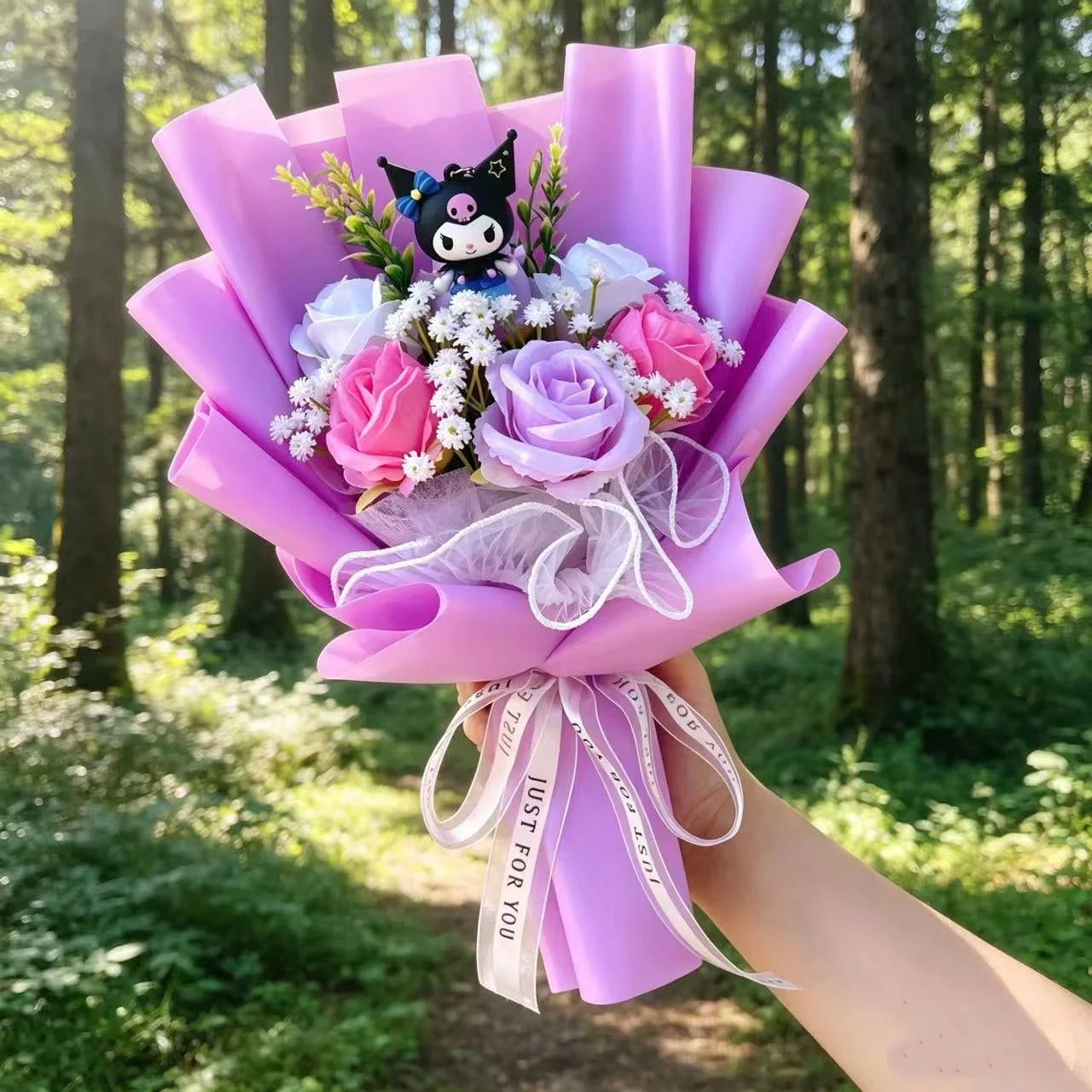 Genuine Sanrio Characters Plush Toys With Artificial Flowers Creative Handmade Bouquets Christmas Birthday New Year Gift