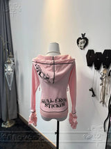 Harajuku Y2k Gothic Hooded Coat Women 2025 Autumn New Casual All-match Jackets Subcultural Japanese Black Tops Mujer Sweatshirt