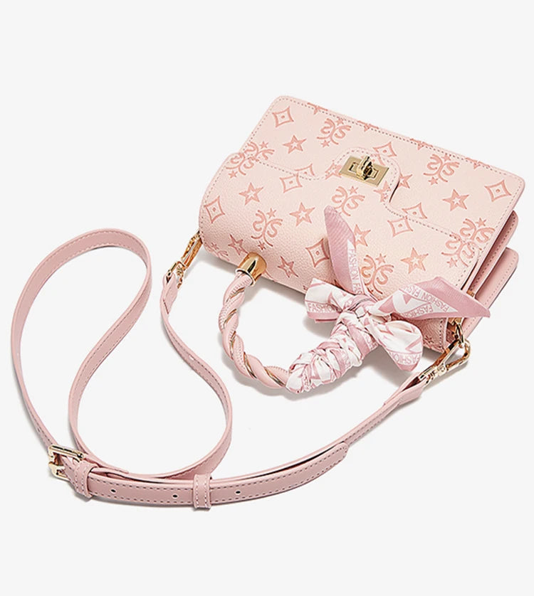 FOXER Brand PVC Leather Pink Handbag Women's Shoulder Bag Chic Small Square Bag Fashion Female Crossbody Bag Ligth Luxury