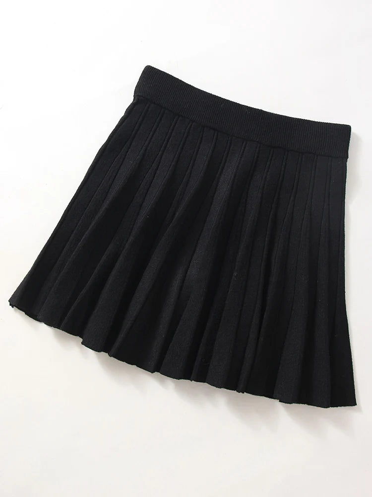 Elegant Knit Pleated Mini Skirt for Women
