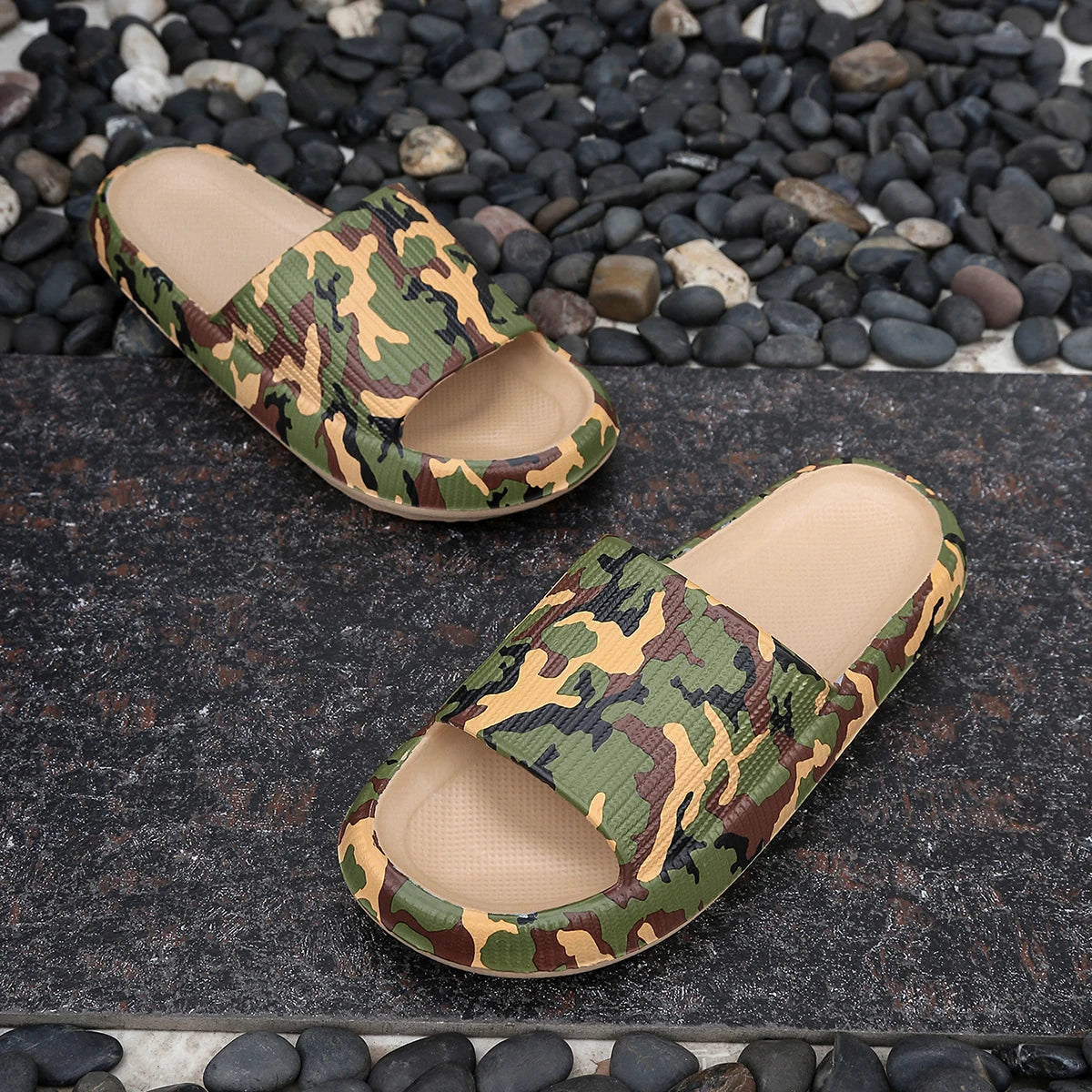 Leopard Print Cloud Slides – Soft Thick-Sole Summer Beach Sandals