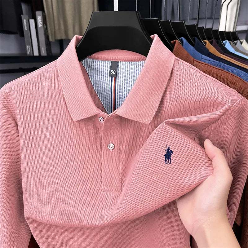 Premium Cotton Embroidered Long Sleeve Polo Shirt