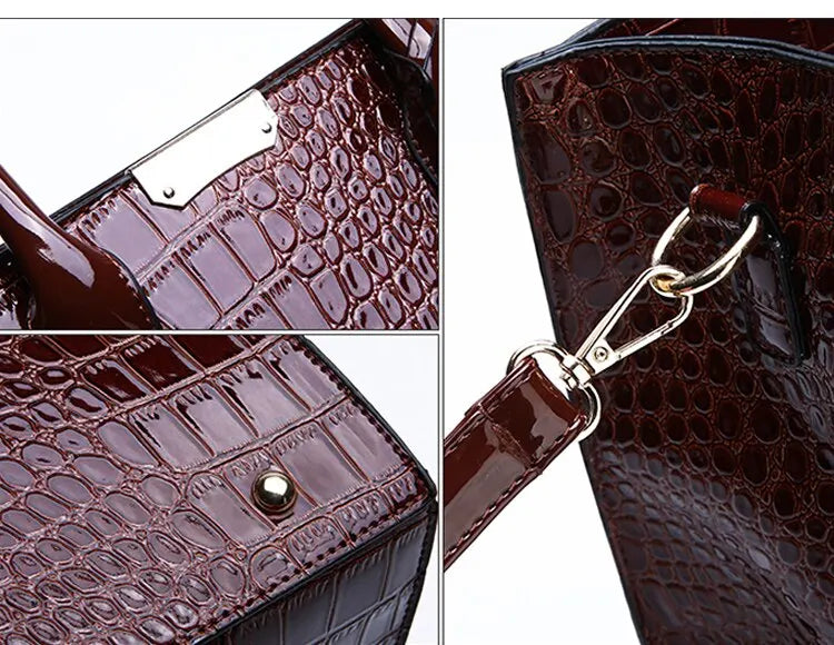 Luxury Vintage Crocodile Pattern Tote