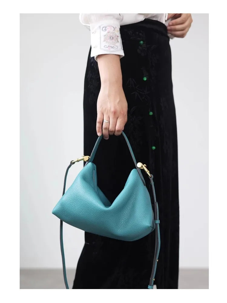 2024 Women Genuine Leather Luxury Handbags Small Size Versatile Cowhide Crossbody Bag Fashion Soft Messenger Purses