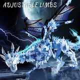 FUNXINEE 1676Pcs Premium Ice Dragon Bricks Advanced Building Challenge Light Glowing Eyes Moving Joints MOC Collectible Gift