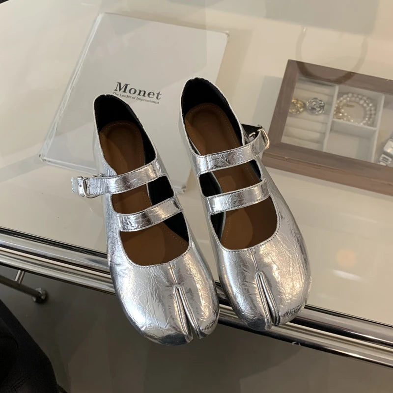 SUOJIALUN Women's Split-Toe Mary Jane Flats