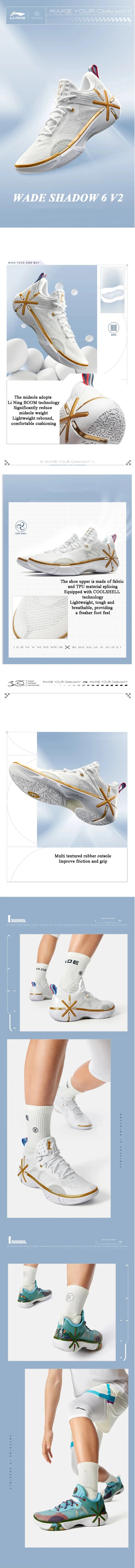 LI-NING Wade Shadow 6 V2 Men's Basketball Professional Sport Shoes Anti Slip Rebound Basketball Game Shoes ABPV021