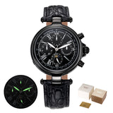 BERNY Retro Automatic Men's Watch Sun&Moon Phase Luminous ST1652 Classic Genuine Leather Luxury Mechanical Men's Dress Watches