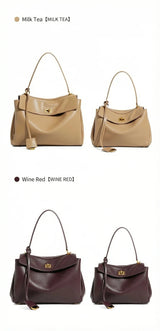 2026 large Genuine leather shoulder bag armpit top layer cowhide large capacity women's commuting high-end tote bag