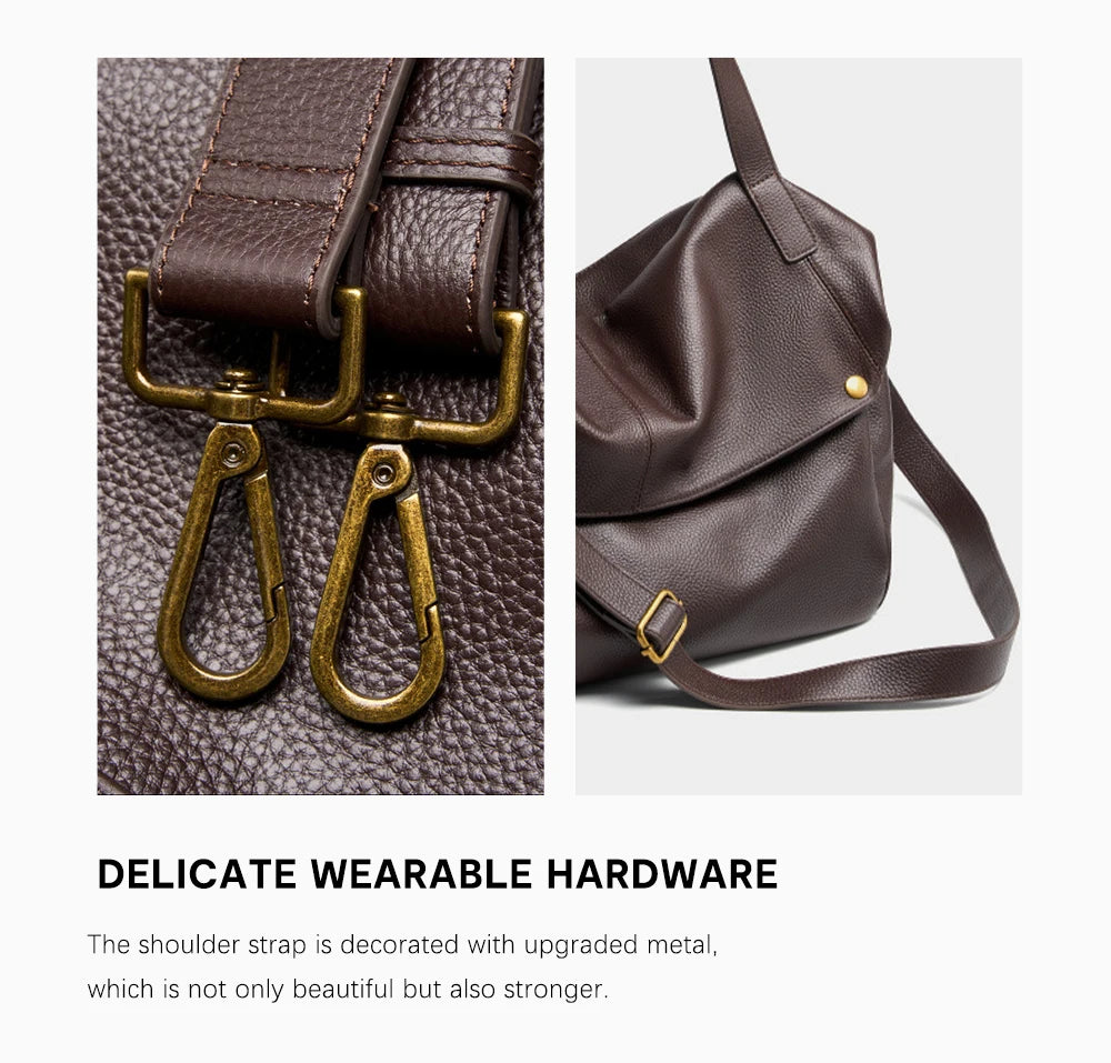 Zency Large Capacity Shoulder Bag Purse Genuine Leather Women's Work Tote Bag Handbag Shopper Bag Pocket For A4 ipad Crossbody
