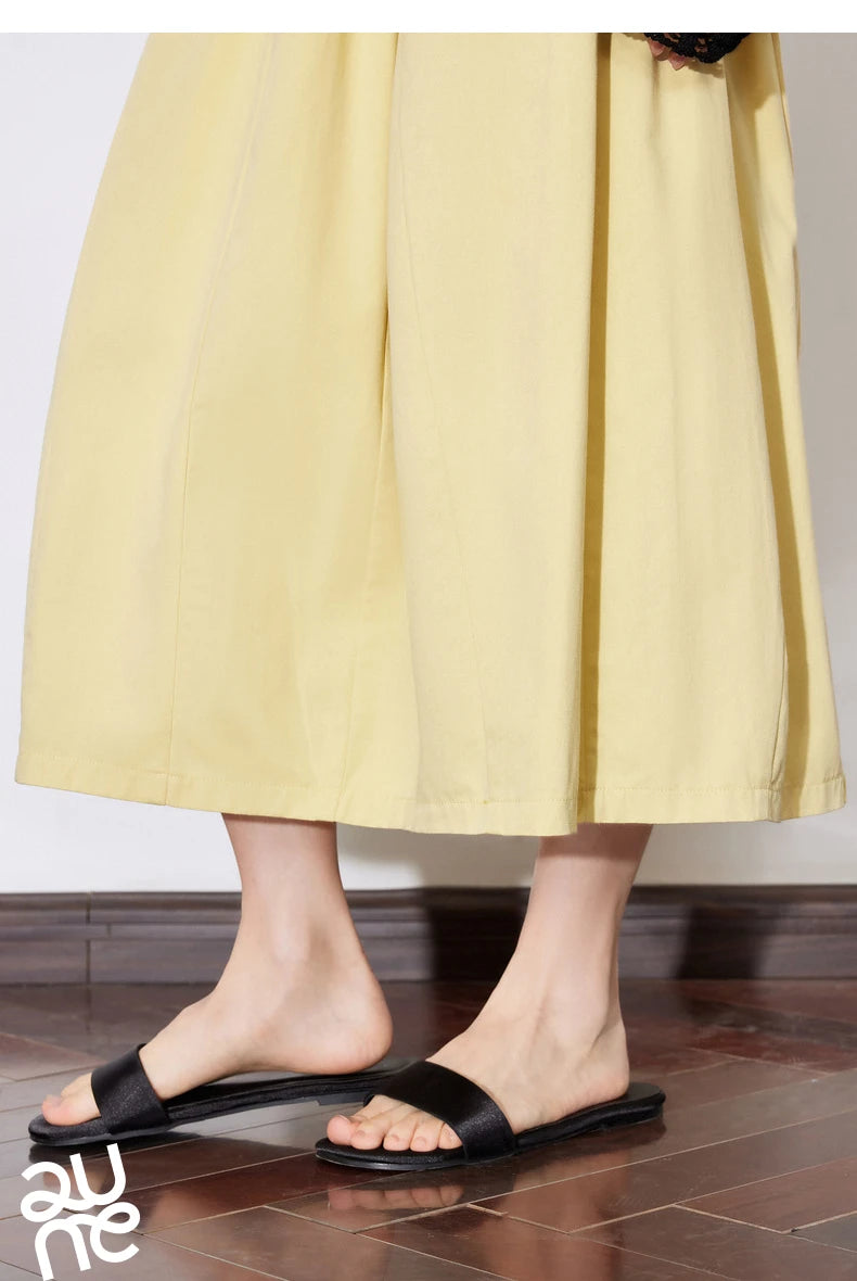 Toyouth Women's Cotton A-Line Midi Skirt | S–XL