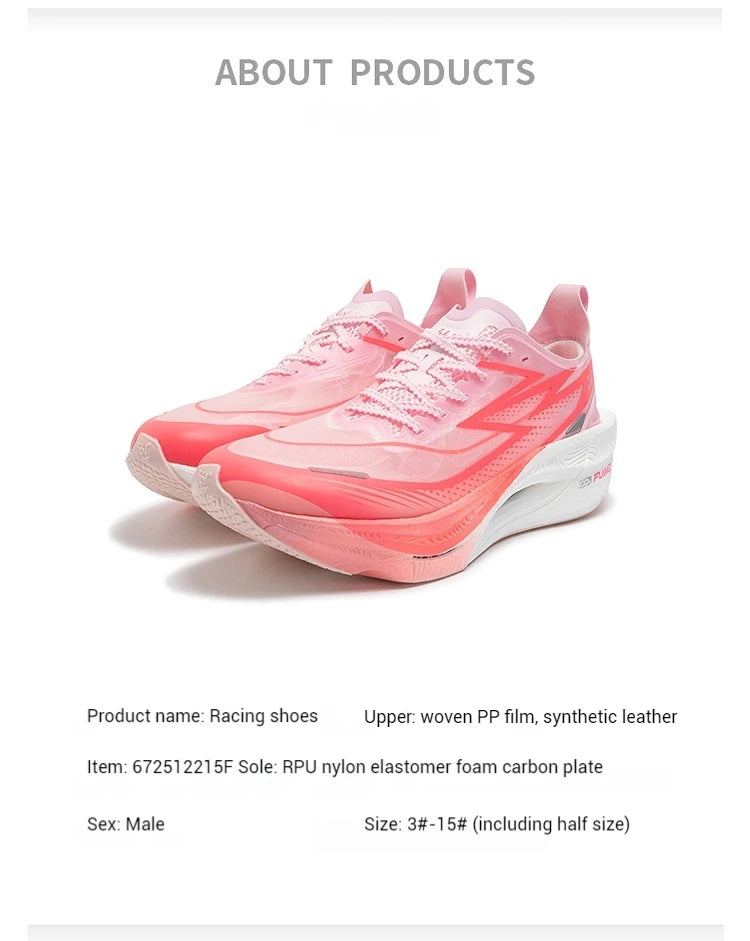 361 Degrees Flame 3.5 Men Running Shoes Carbon Plate Racing Marathon Professional Cushioning Anti-slip Male Sneaker 672512215F