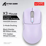 ATTACK SHARK X3/X3Pro Wireless Gaming Mouse PAW3395 26K DPI Tri-Mode Bluetooth Wired Ultra Lightweight High Quality Mouse