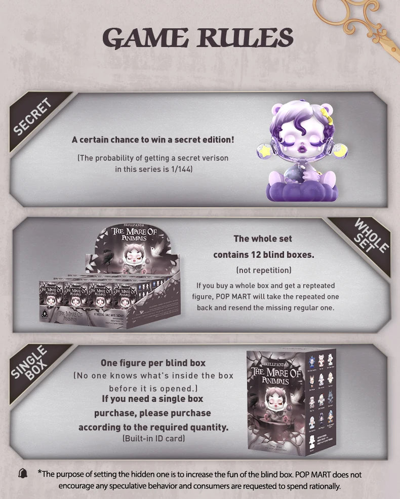 Pop Mart Skullpanda The Mare of Animals Series Blind Box Guess Bag Mystery Box Toys Doll Cute Anime Figure Ornaments Gift