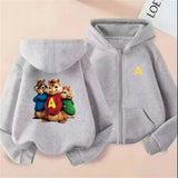Kids’ Purple Cartoon Zip-Up Hoodie