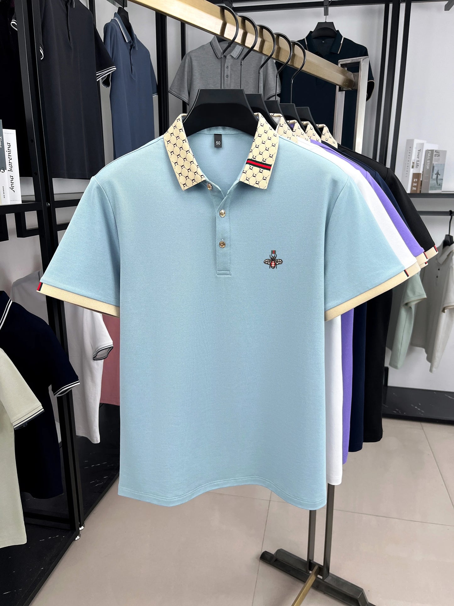 Men's Embroidered Jacquard Polo Shirt – Summer Style