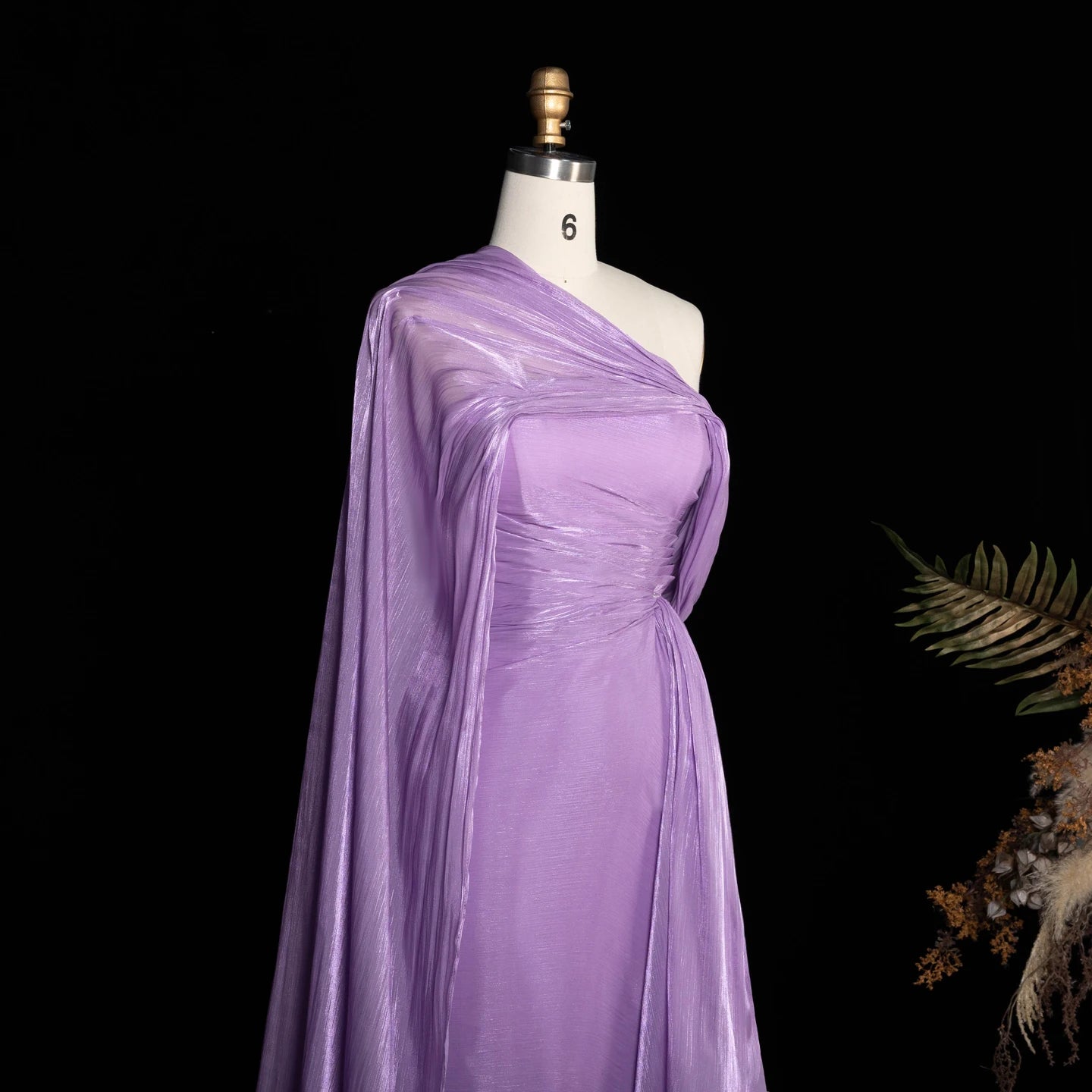 Sharon Said One-Shoulder Draped Chiffon Evening Gown SF199