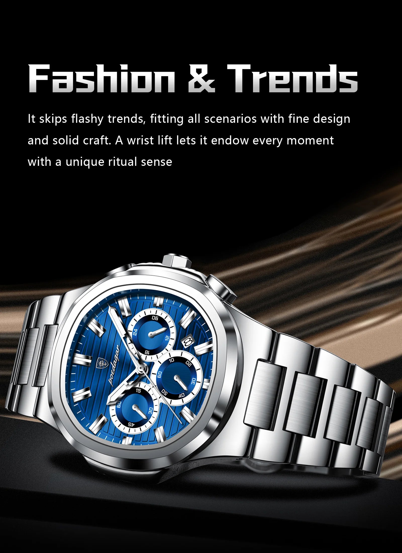 POEDAGAR Top High Quality Man Watch Luminous Waterproof Stainless Steel Men Clock Date Chronograph Quartz Business Men's Watches