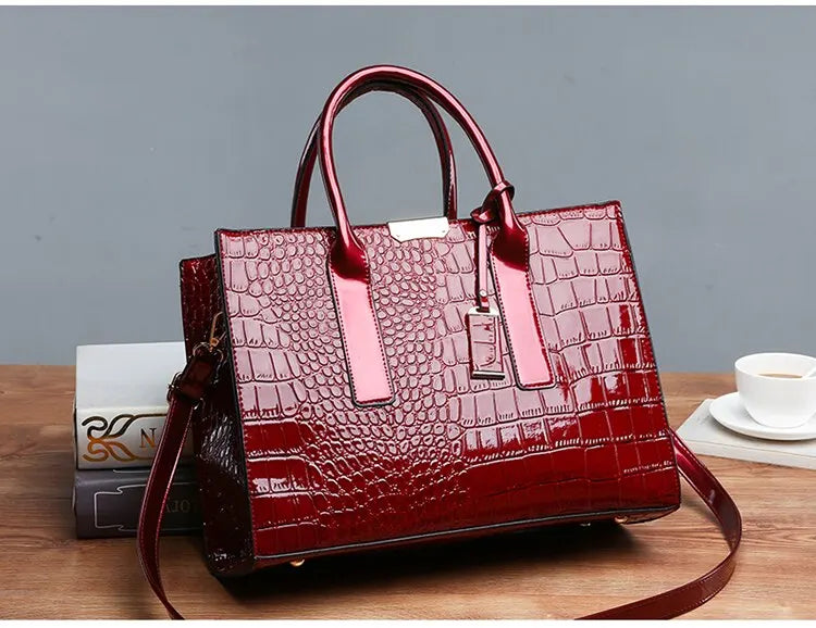 Luxury Vintage Crocodile Pattern Tote