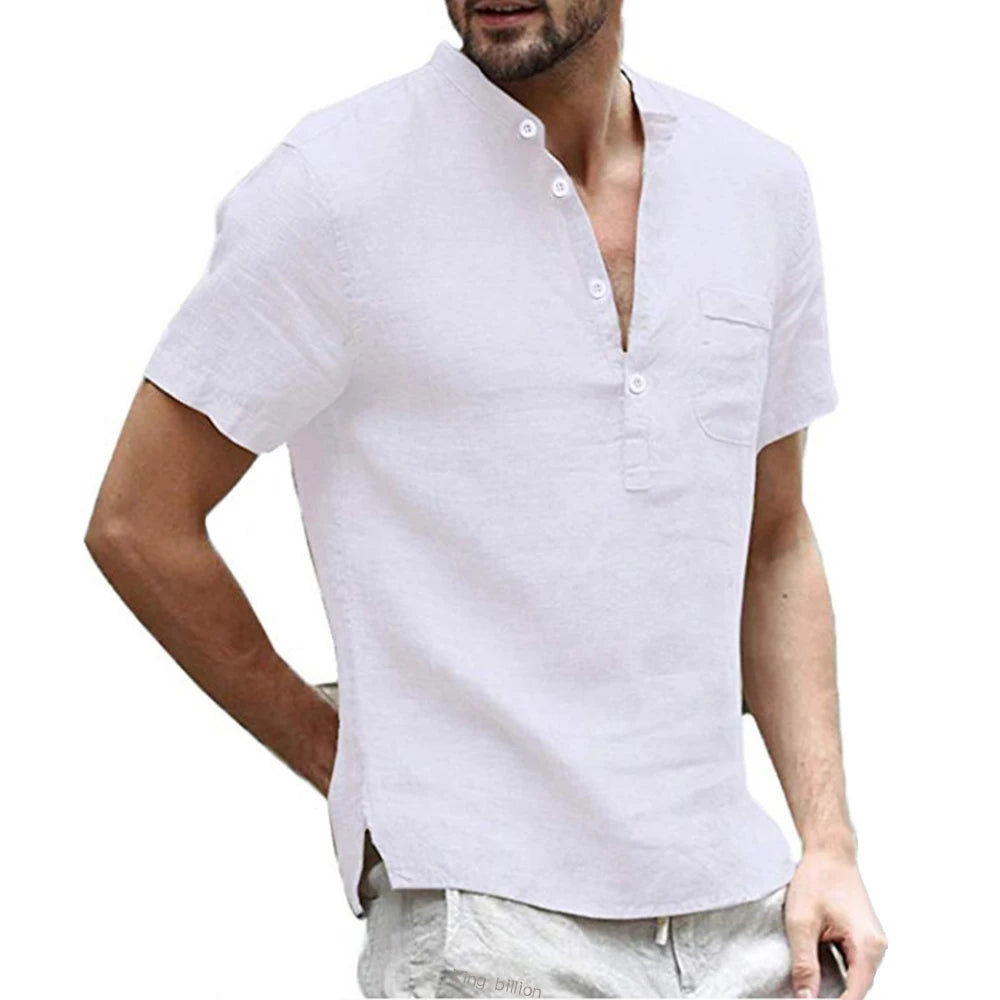 Men's Cotton Linen Short Sleeve T-Shirt
