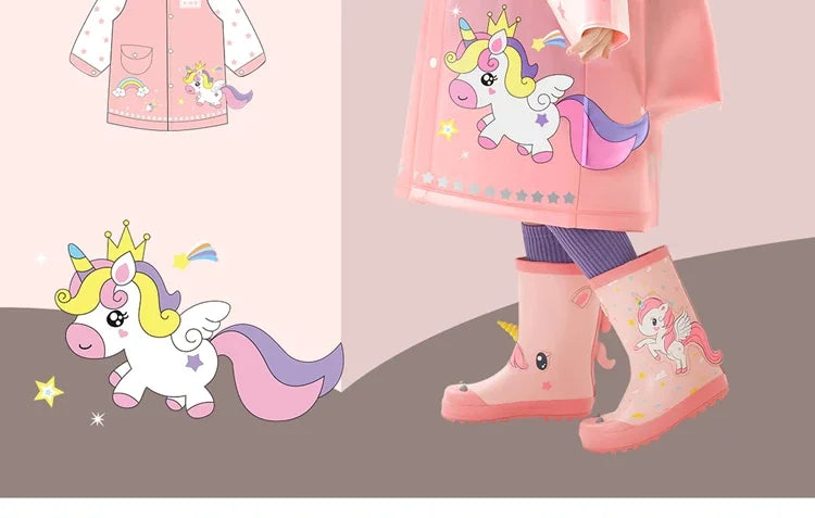 Kids Waterproof Cartoon Raincoat | Dinosaur & Unicorn