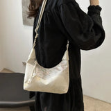 Luxury Embroidery Shoulder Bag Nylon Texture Small Armpit Bag Pearl Pendant Bucket Handbag Women Girl