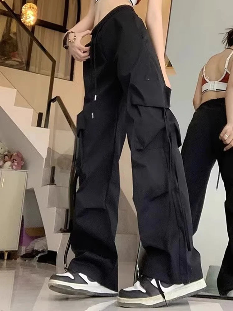 Women's High-Waisted Drawstring Straight-Leg Pants