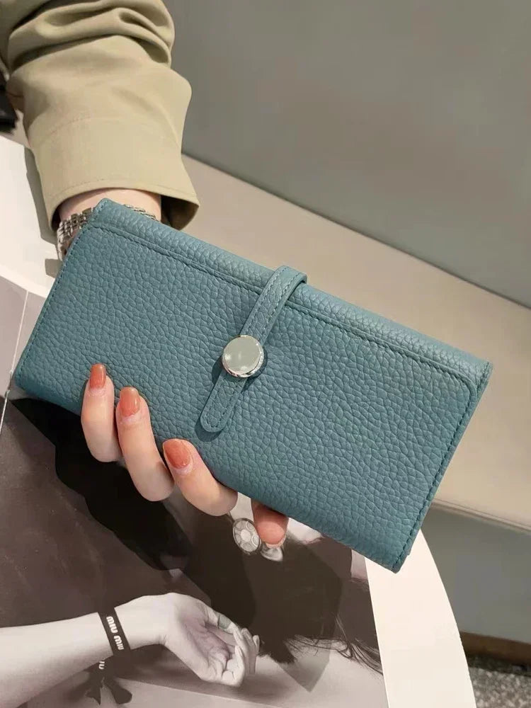 Genuine Leather Wallet Women Long Clutch Fashion Luxury Brand Ladies Purses Card Holder Zipper Coin Pocket High Quality Billfold