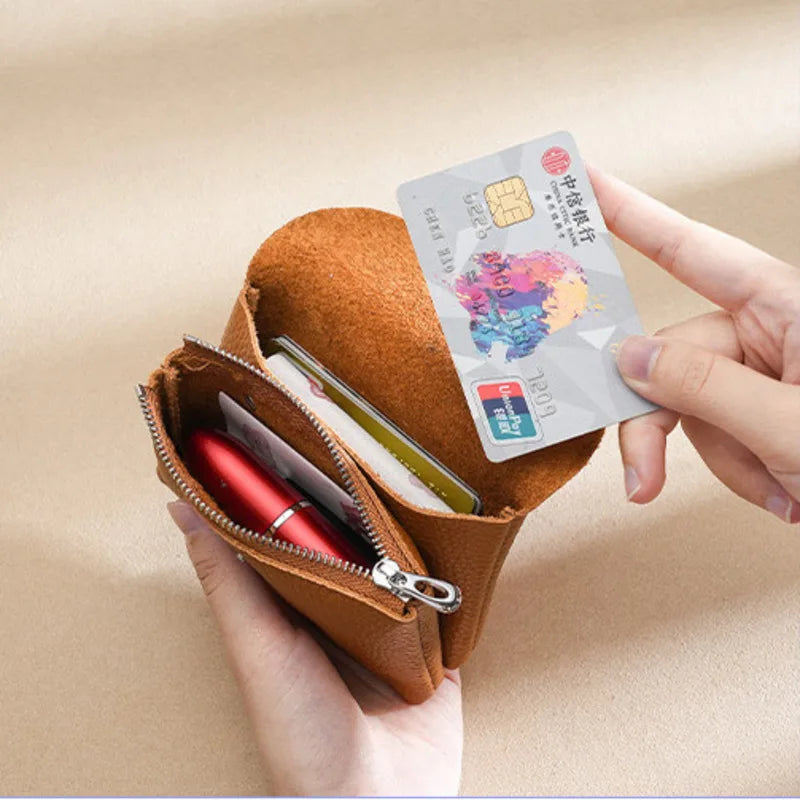 Custom Letters Fashion Women Short Wallet Genuine Leather Double Wallet Small Coin Purse Mini Credit Card Holder Key Storage Bag