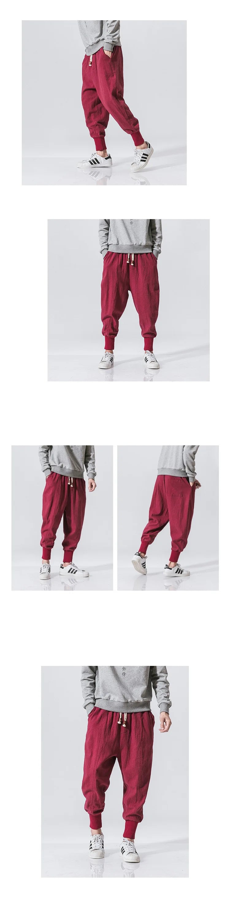 FGKKS Men Pants Brand New Chinese Style Wide Leg Jeans Cotton Sweatpants Quality Comfortable Man Sportswear Male Trousers