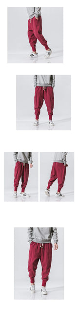 FGKKS Men Pants Brand New Chinese Style Wide Leg Jeans Cotton Sweatpants Quality Comfortable Man Sportswear Male Trousers