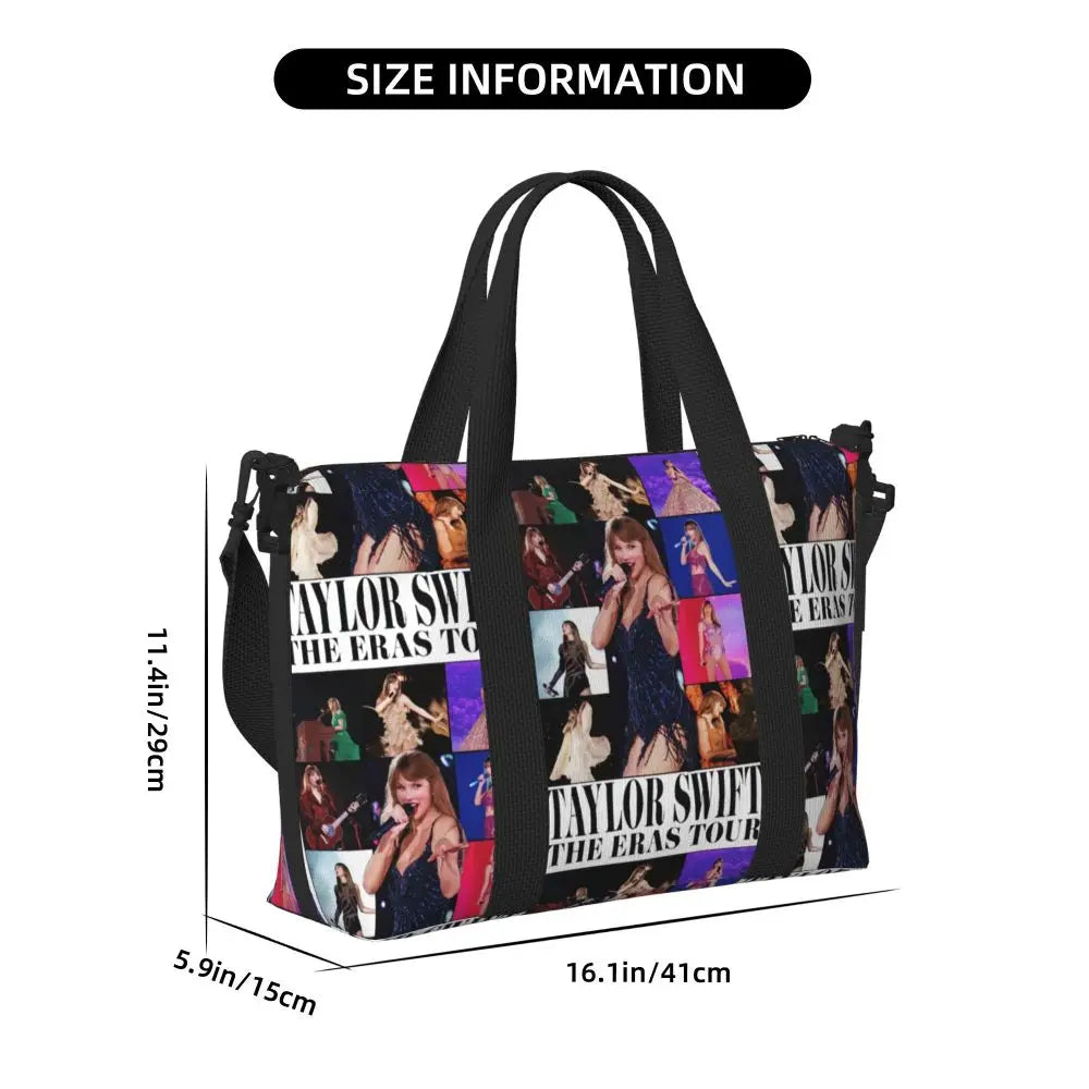 Custom The Eras Tour 1989 Taylor's Swift's American Pop Singer Tote Bag Women Large Capacity Beach Gym Travel Bags