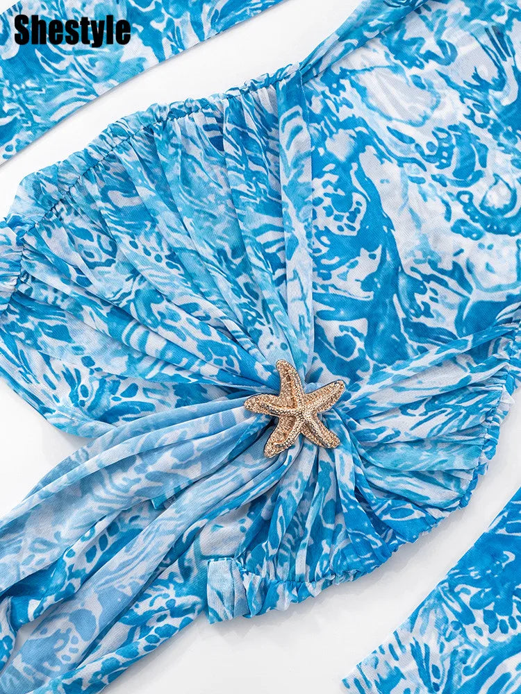 Azure Tide Starfish Mesh Cover-Up