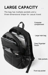 Septwolves Black Large Lapacity 16 Inch Laptop Backpack Man Women Leisure Business Waterproof PVC Leather School Bag Rucksack