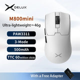 Delux M800mini Wireless Gaming Mouse, 46g Lightweight,PAW3311,1KHz Polling Rate Recharge Mice for Small to Medium Hand PC Gamer
