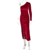 Elegant Velvet Split Midi Dress