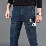 Men’s Fashion Print Straight-Cut Jeans