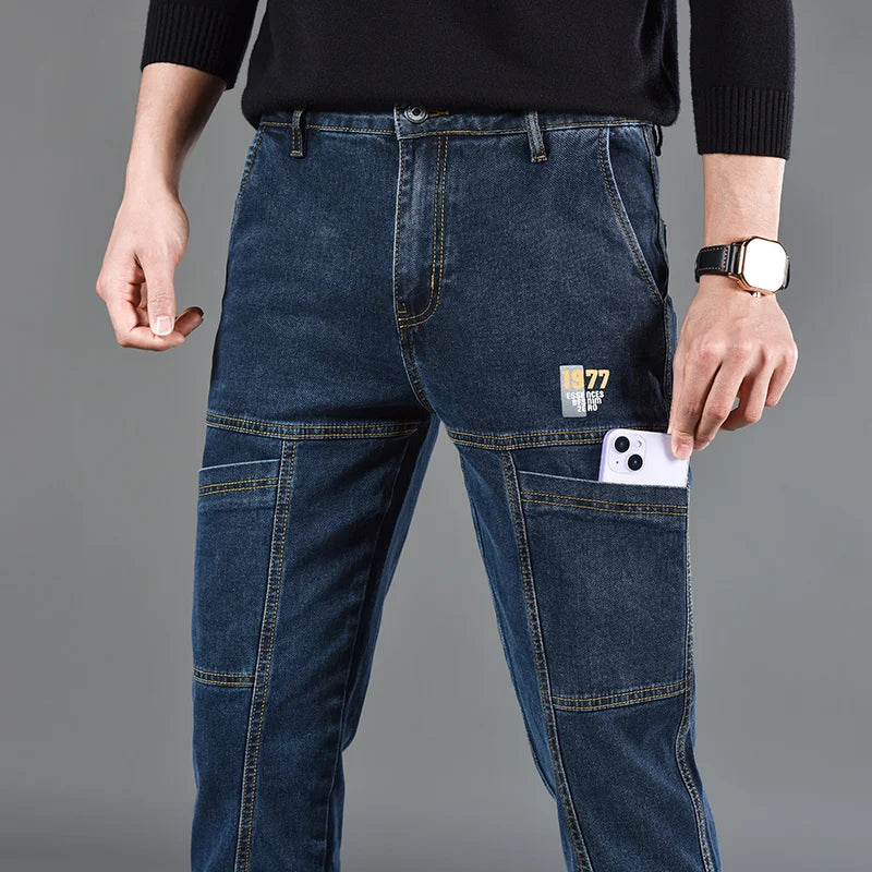 Men’s Fashion Print Straight-Cut Jeans
