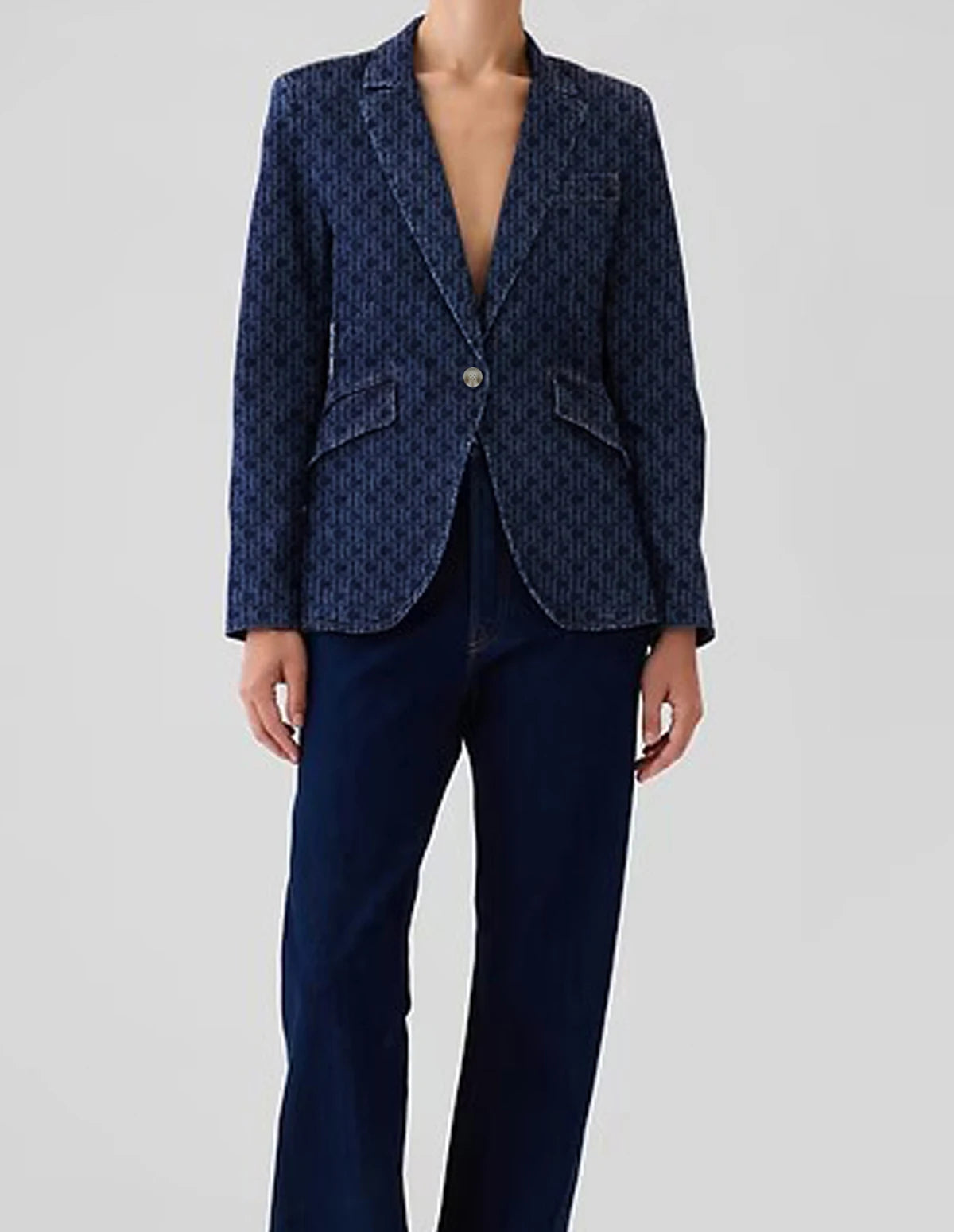 Vintage USA-Made Denim Suit Jacket – Chic Single-Breasted Streetwear