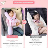 Kid Car Neck Pillow with Seat Belt Cute Cartoon Pillow Comfortable Breathable Car Mounted Child Sleeping Pillow Safety Sleep Aid