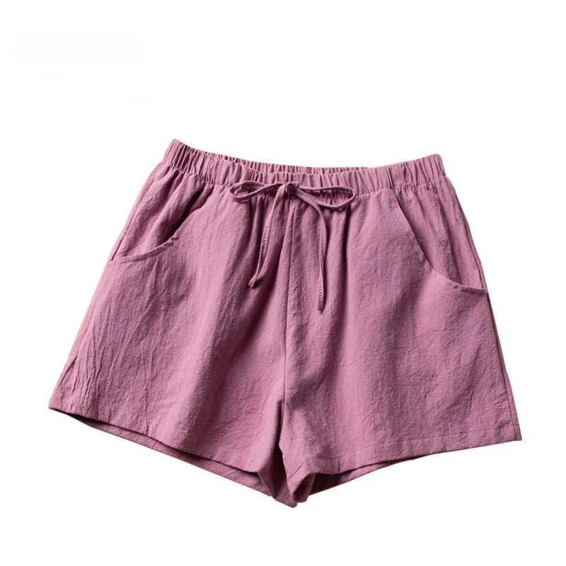 High-Waisted Linen-Style Bow Sash Shorts