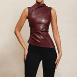 Y2K Vintage PU Leather Tank Top