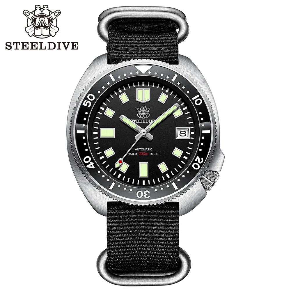 STEELDIVE Classic New Nylon Strap SD1970 200M Water Resistant Sapphire Glass AR Coating Mens Automatic Watch NH35 Dive Watch