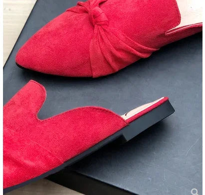 Female Simple Sewing Plain Shoes Outdoor Pointy Toe Slides Camel Blue Soft Sole Wide Fitting 48-33 2022 New Arrivals De Mujer